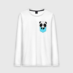 Лонгслив хлопковый мужской Панда милашка в кармашке, цвет: белый
