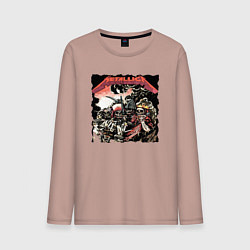 Лонгслив хлопковый мужской METALLICA HARD ROCK, цвет: пыльно-розовый