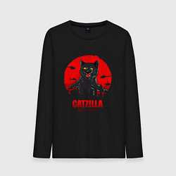 Лонгслив хлопковый мужской КОТЗИЛЛА CATZILLA, цвет: черный