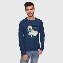 Лонгслив хлопковый мужской Yomi Isayama Добрый Вечер, цвет: тёмно-синий — фото 2