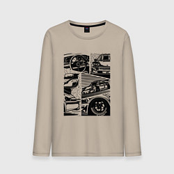 Мужской лонгслив PORSCHE ПОРШЕ КОЛЛАЖ