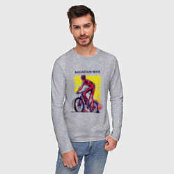 Лонгслив хлопковый мужской Mountain Bike велосипедист, цвет: меланж — фото 2