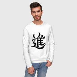 Лонгслив хлопковый мужской Японский иероглиф - Прогресс, цвет: белый — фото 2