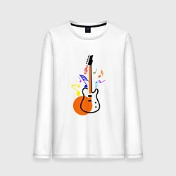 Лонгслив хлопковый мужской Цветная гитара, цвет: белый