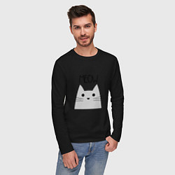 Лонгслив хлопковый мужской Котик - Мяу, цвет: черный — фото 2