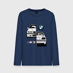 Лонгслив хлопковый мужской BMW M3 E 36 БМВ М3 E 36, цвет: тёмно-синий