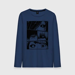 Лонгслив хлопковый мужской Токийский Гуль, цвет: тёмно-синий