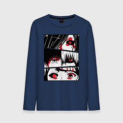 Лонгслив хлопковый мужской Токийский Гуль, цвет: тёмно-синий
