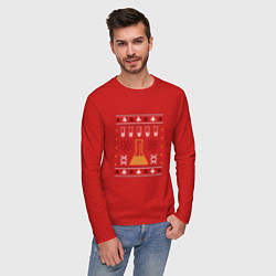 Лонгслив хлопковый мужской Наука Science Вязаный свитер цвета красный — фото 2