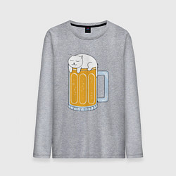 Лонгслив хлопковый мужской Beer Cat, цвет: меланж