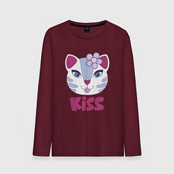Лонгслив хлопковый мужской Kiss Cat, цвет: меланж-бордовый