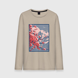 Мужской лонгслив Цветение Сакуры на фоне Фудзи