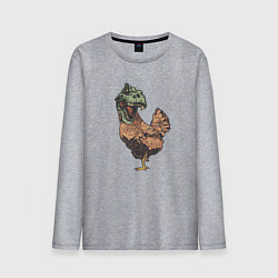 Лонгслив хлопковый мужской Тираннозавр курица - прикол, цвет: меланж