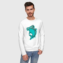 Лонгслив хлопковый мужской Акула молот, цвет: белый — фото 2