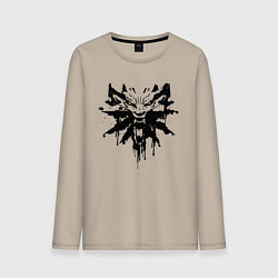 Лонгслив хлопковый мужской The Witcher подтеки лого, цвет: миндальный