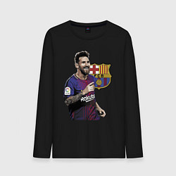 Лонгслив хлопковый мужской Lionel Messi Barcelona Argentina, цвет: черный