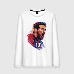 Лонгслив хлопковый мужской Lionel Messi Barcelona Argentina Football, цвет: белый
