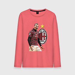 Лонгслив хлопковый мужской Zlatan Ibrahimovic Milan Italy, цвет: коралловый