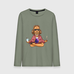 Лонгслив хлопковый мужской Медитация, цвет: авокадо