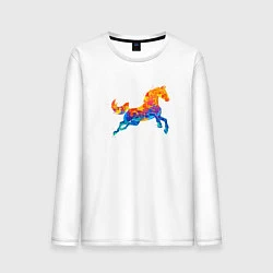 Лонгслив хлопковый мужской Конь цветной, цвет: белый