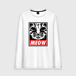 Лонгслив хлопковый мужской Meow Obey, цвет: белый