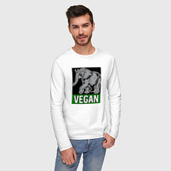 Лонгслив хлопковый мужской Vegan elephant, цвет: белый — фото 2