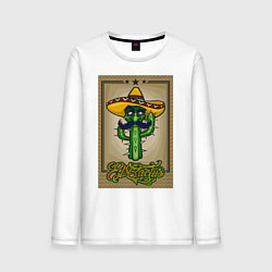 Лонгслив хлопковый мужской El Cactus - Кактус Мексиканец, цвет: белый