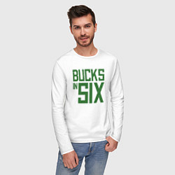 Лонгслив хлопковый мужской Bucks In Six, цвет: белый — фото 2