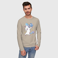 Лонгслив хлопковый мужской Unicorn Volleyball, цвет: миндальный — фото 2