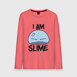 Лонгслив хлопковый мужской I AM SLIME, Я СЛИЗЬ, цвет: коралловый