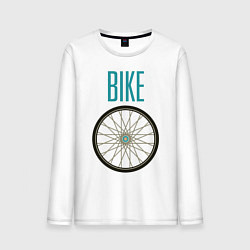 Лонгслив хлопковый мужской Велосипед, колесо, цвет: белый