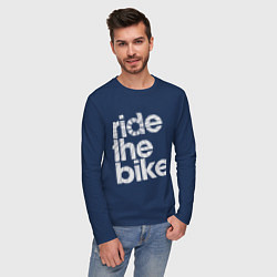 Лонгслив хлопковый мужской Ride the bike, цвет: тёмно-синий — фото 2