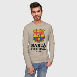 Лонгслив хлопковый мужской Barcelona Football Club, цвет: миндальный — фото 2