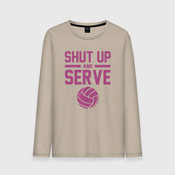 Лонгслив хлопковый мужской Shut Up And Serve, цвет: миндальный