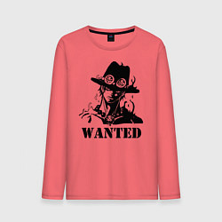 Лонгслив хлопковый мужской Портгас Д Эйс в розыске One Piece, цвет: коралловый