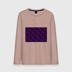 Лонгслив хлопковый мужской Фиолетово-черный абстрактный узор, цвет: пыльно-розовый