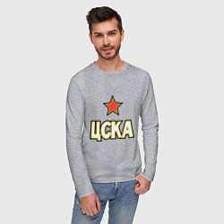 Лонгслив хлопковый мужской ЦСКА, цвет: меланж — фото 2