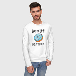 Лонгслив хлопковый мужской Не беспокоить Donut disturb, цвет: белый — фото 2