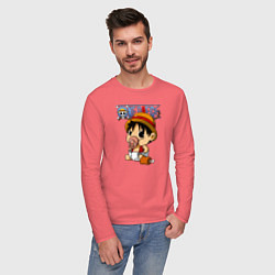 Лонгслив хлопковый мужской Малыш Луффи One Piece, цвет: коралловый — фото 2