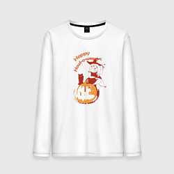 Лонгслив хлопковый мужской Happy Howl-o-ween!, цвет: белый