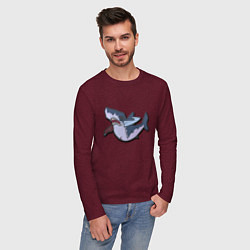 Лонгслив хлопковый мужской Gutted, цвет: меланж-бордовый — фото 2