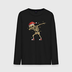 Лонгслив хлопковый мужской New Year skeleton Dab, цвет: черный