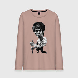 Лонгслив хлопковый мужской Bruce Lee, цвет: пыльно-розовый