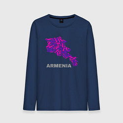Лонгслив хлопковый мужской Карта - Армения, цвет: тёмно-синий