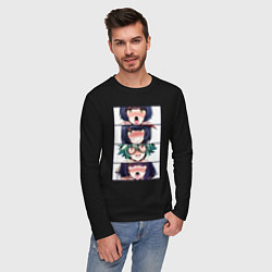 Лонгслив хлопковый мужской Genshin Impact Ahegao face, цвет: черный — фото 2