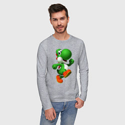 Лонгслив хлопковый мужской 3d Yoshi, цвет: меланж — фото 2