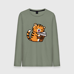 Мужской лонгслив Тигренок и кофе
