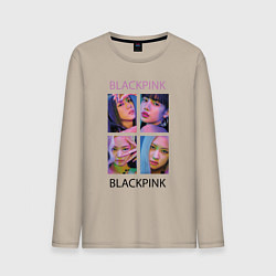 Лонгслив хлопковый мужской BLACKPINK черно-розовые, цвет: миндальный