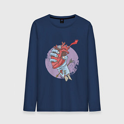 Лонгслив хлопковый мужской Zombie Heart, цвет: тёмно-синий