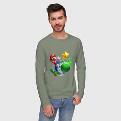 Лонгслив хлопковый мужской Mario&Yoshi, цвет: авокадо — фото 2
